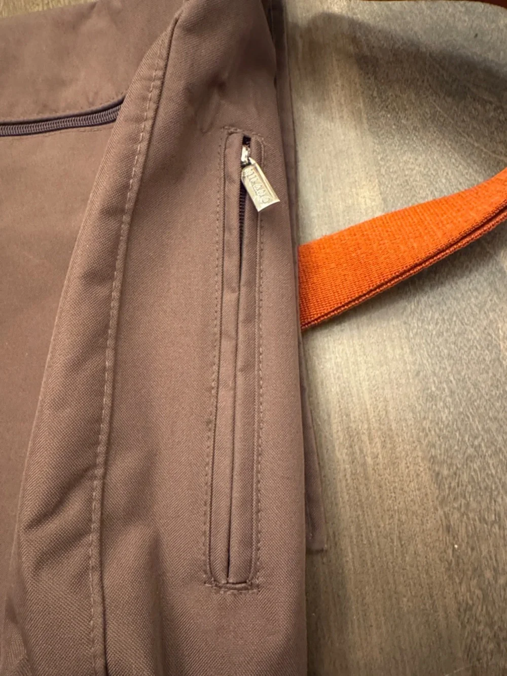 Milano Brown Canvas Messenger Bag with Orange Strap